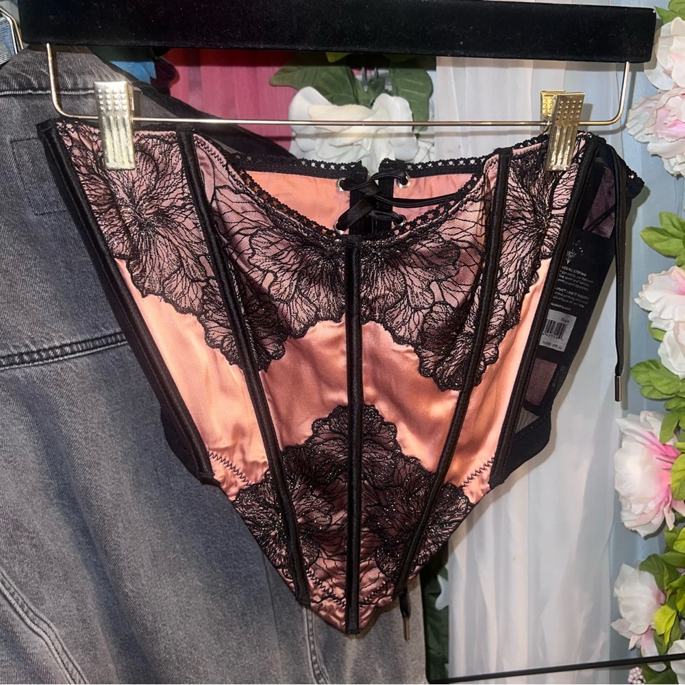 Thistle and Spire Black and Peach Corset